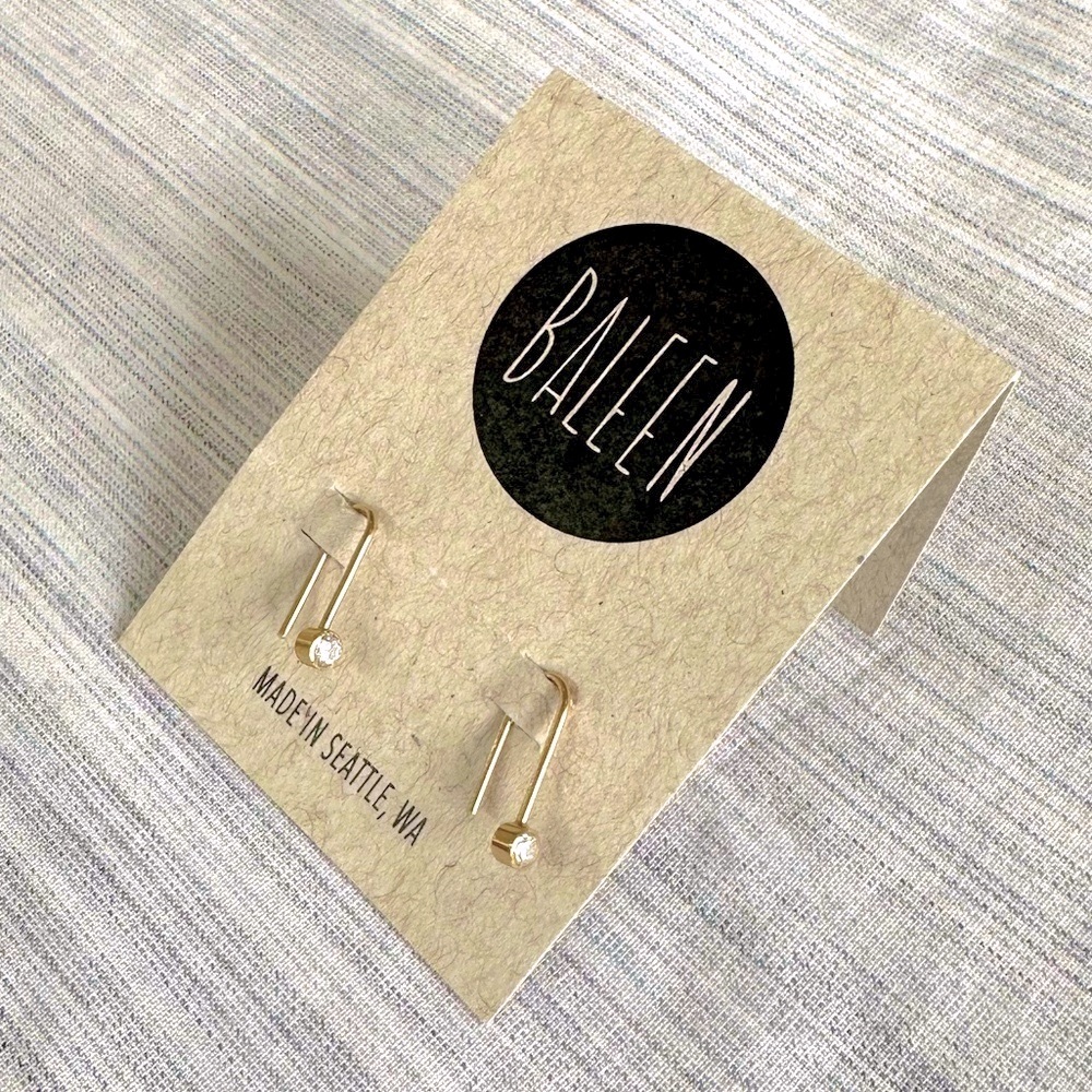 Baleen gold stainless steel sparkly drop earrings - New, never worn